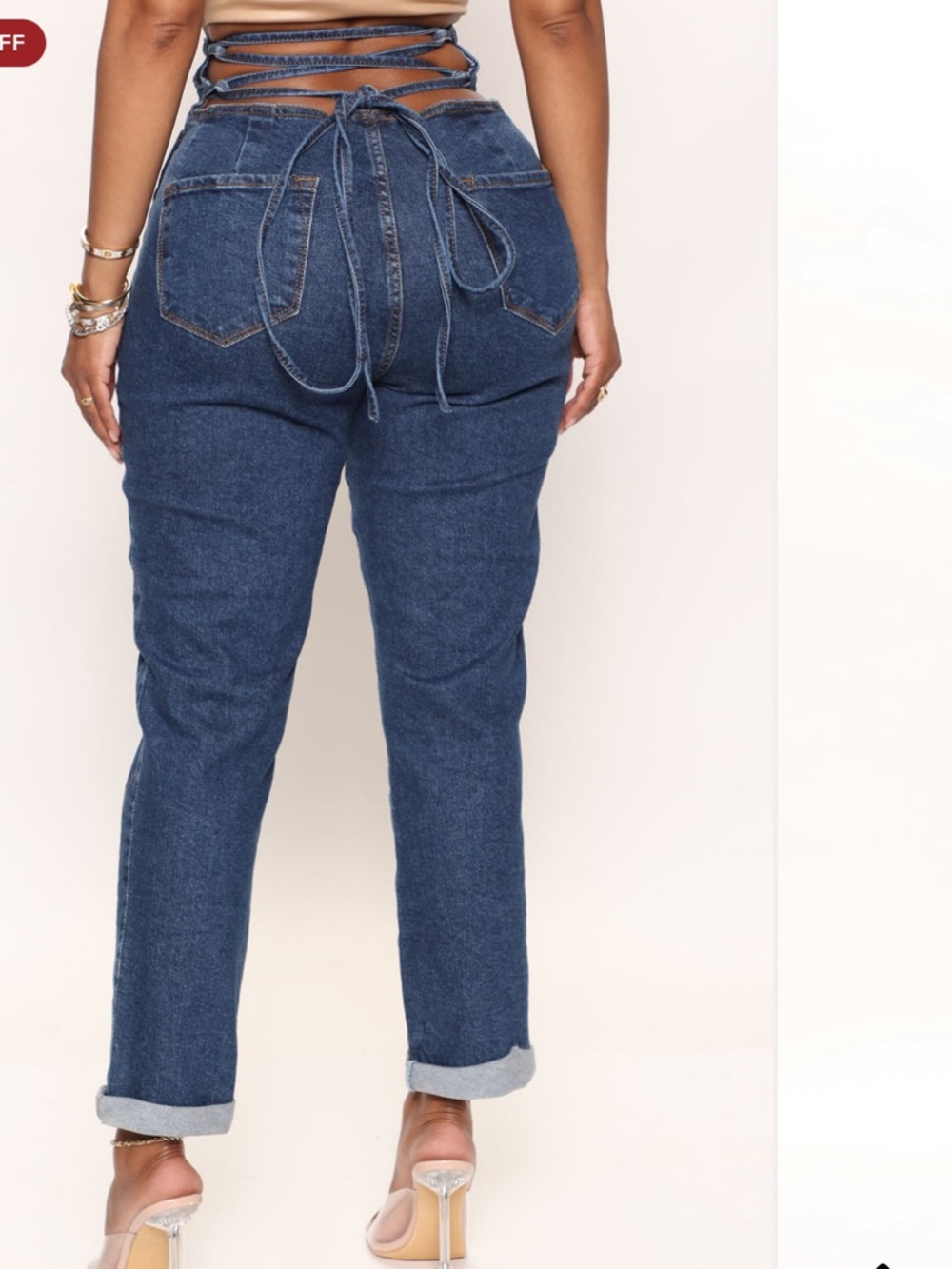 Fashion Nova Navy High-Rise Tie-Waist Jeans